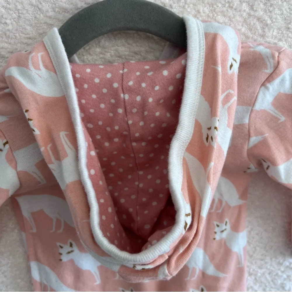 Milkbarn Baby Fox Pink 100% Organic Cotton One Piece Romper‎ Size 3-6 Months
